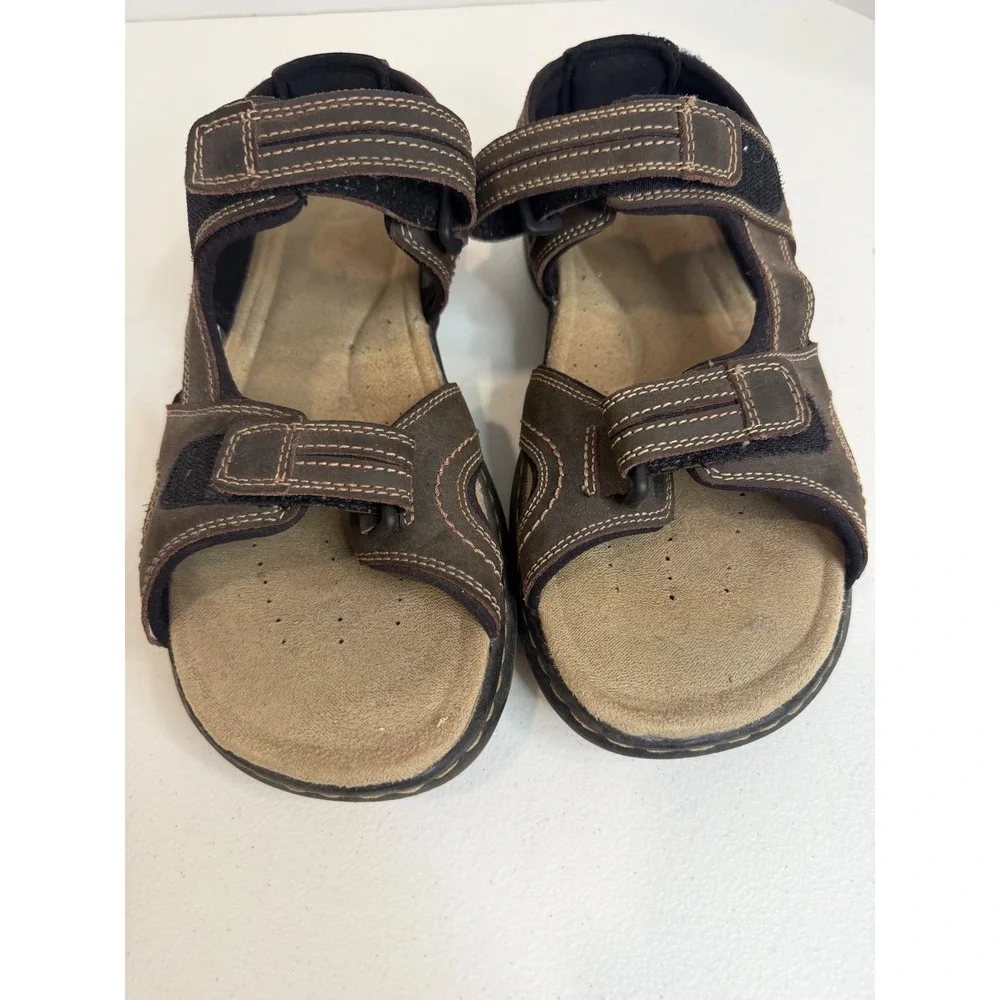 Dockers Mens Dark Brown Leather Strappy Sport Sandals Size 9M